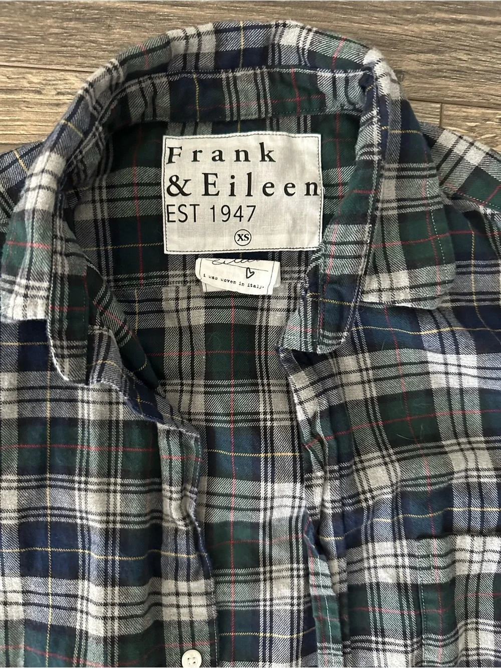 Frank & Eileen Women’s Eileen Relaxed Blue and Green Plaid Button-Up Shirt